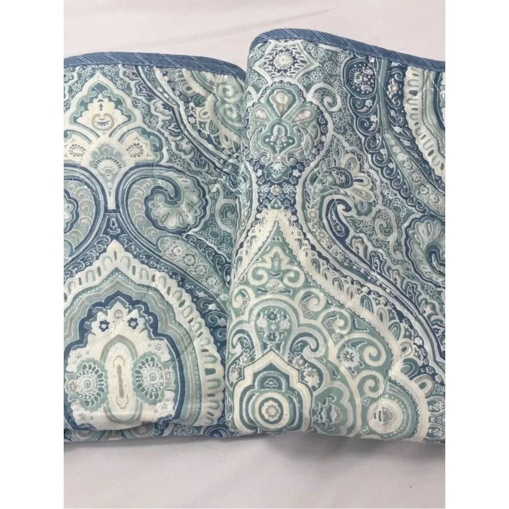 Tommy Bahama blue /aqua green Queen pillow shams 3